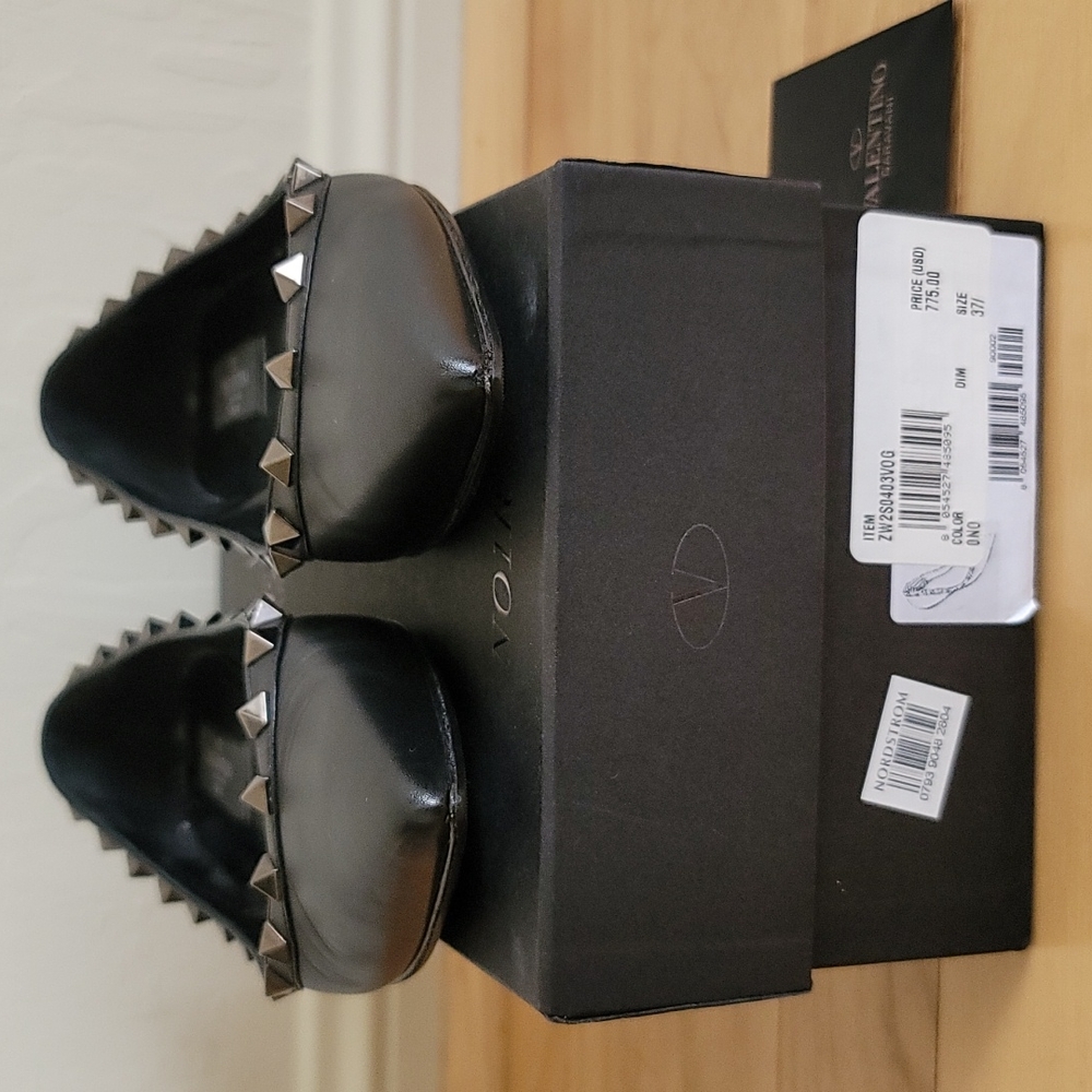 Valentino Noir Rockstud Flats 37.5 - Picture 2 of 8